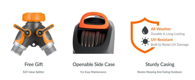 Giraffe Tools Retractable Garden Hose Reel 100FT Garden Water Hose Reel, Automatic Rewind System, 3-layer-hybrid hose, Lock at any lenghth Tangle-Free Kink-Free, 9-Pattern Nozzle, 180° Swivel Bracket Wall-Mounted