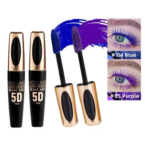Waterproof Mascara for Eyelash, 5D Silk Fiber Lashes Extension Colored Tube Mascara with Eyelash Brush, Long Lasting Smudge-proof Volumizing Lengthening, Makeup Present for Women