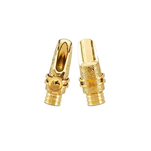 Luxury Gold Engraved Soprano Saxophone Mouthpiece, Professional Metal Sax Mouthpiece with Ligature for Beginner & Pro Players, Easy Blowing Clear Tone drums Strap Brass Carving Pattern bari tonesaxophone otama sopranosax news axophone alto saxo ph hne