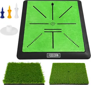 FODESAN 3-in-1 Golf Hitting Mat – Swing Path Trainer with Strike Feedback Pad – Indoor/Outdoor Golf Practice Mat for Home – Swing Trainer for Beginners & Pros – Gift for Golf Dads & Lovers