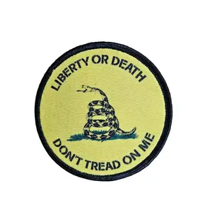 Don't tread on me Gadsden flag yellow 3" circle removable morale patch with hook and loop backing