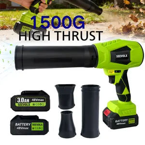 1500G High Power Turbo Jet Blower, Cordless Portable 6 Speed Adjustable, 2 Batteries Included, Brushless Pure Copper Motor, Leaf Snow Blower for Car Drying