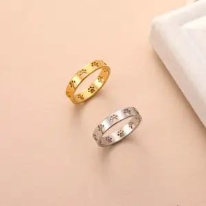 Stainless steel ring continuous hollow cat claw couple ring multiple sizes to choose from for men and women daily wear