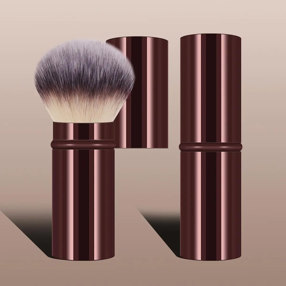 Retractable Makeup Brush, 1 Count Multifunctional Makeup Brush with Aluminum Rod, Portable Makeup Tool for Women & Girls