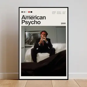 American Psycho Poster,Patrick Bateman Canvas, American Psycho Print, American Psycho Wall Decor, Midcentury Modern Wall Art
