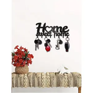 1 Wall-Mounted Key Rack, Black Wall Decor Key Rack, Suitable for Office, Corridor, Entrance Metal Wall Decor, Key Hook for Hanging Keys (TikTok/temu Pickup Order)