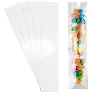 100 count Self Sealing Cellophane Bags, 2x6 Inches Clear  Bags, Self Adhesive Cellophane Bags for Pretzel Rods, Candy, Snacks, and Cookies