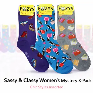 Sassy & Classy Women’s Mystery Socks 3-Pack | Funny Fashion Crew Socks for Women