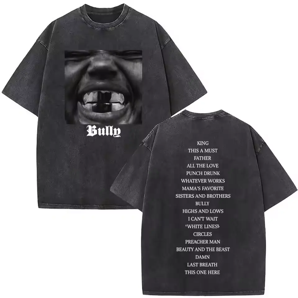 Bully Washed Tee Vintage Graphic T-Shirt, Acid Wash Streetwear Oversized Shirt, Unisex Grunge Fashion Tee