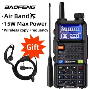 UV-5RH walkie talkie, 15W, six frequency band, high-power wireless walkie talkie, large capacity battery, long battery life, supports USB charging, remote communication, portable handheld walkie talkie