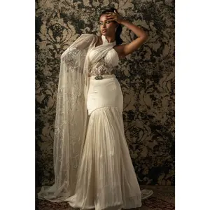 Ivory fishcut skirt lehenga and cape set