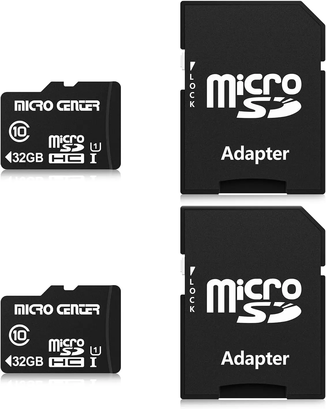 Center 32GB Class 10 MicroSDHC Flash Memory Card with Adapter for Mobile Device Storage Phone, Tablet, Drone &  Video Recording - 80MB/s UHS-I, C10, U1 (2 Pack)