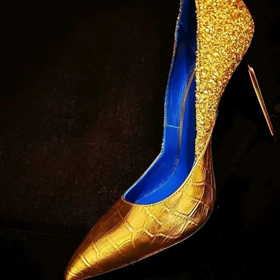 NIKKI SPARKLE CROC STILETTO Pointed Toe