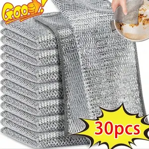 Iron Wire Sponge Cloth, 5/10/20/30/50pcs/set Scratch-free Dish Cleaning Cloth, Multi-purpose Dish Scrubber, Easy To Rinse and Reusable Cleaning Cloth for Kitchen Sink, Home Decor, Dishwashing Sponge, Kitchen Cleaning Supplies