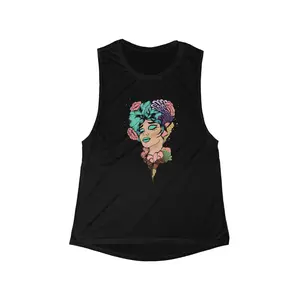 Boho Floral Graphic Tank Top, Women's Casual Summer Shirt, Unique Gift for Her, Festival Outfit, Beach Wear, Yoga Top Breathable Fabric