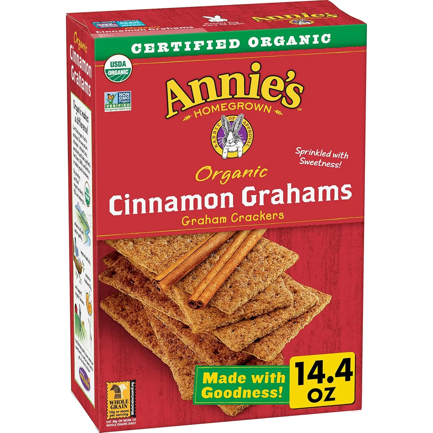 Annie's Organic Graham Crackers, Cinnamon, Made With Whole Grain, 14.4 oz