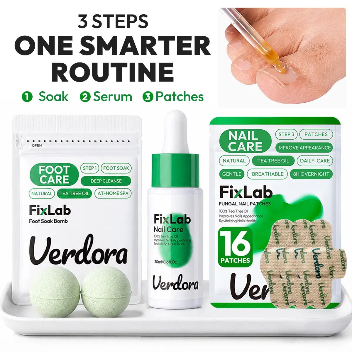 Fungal Nail Soak & Care Kit,8-Hour Overnight Nail Care Regimen, with Tea Tree Oil & Oregano Oil,At-home care kit for yellow, thick, and uneven nail surfaces.