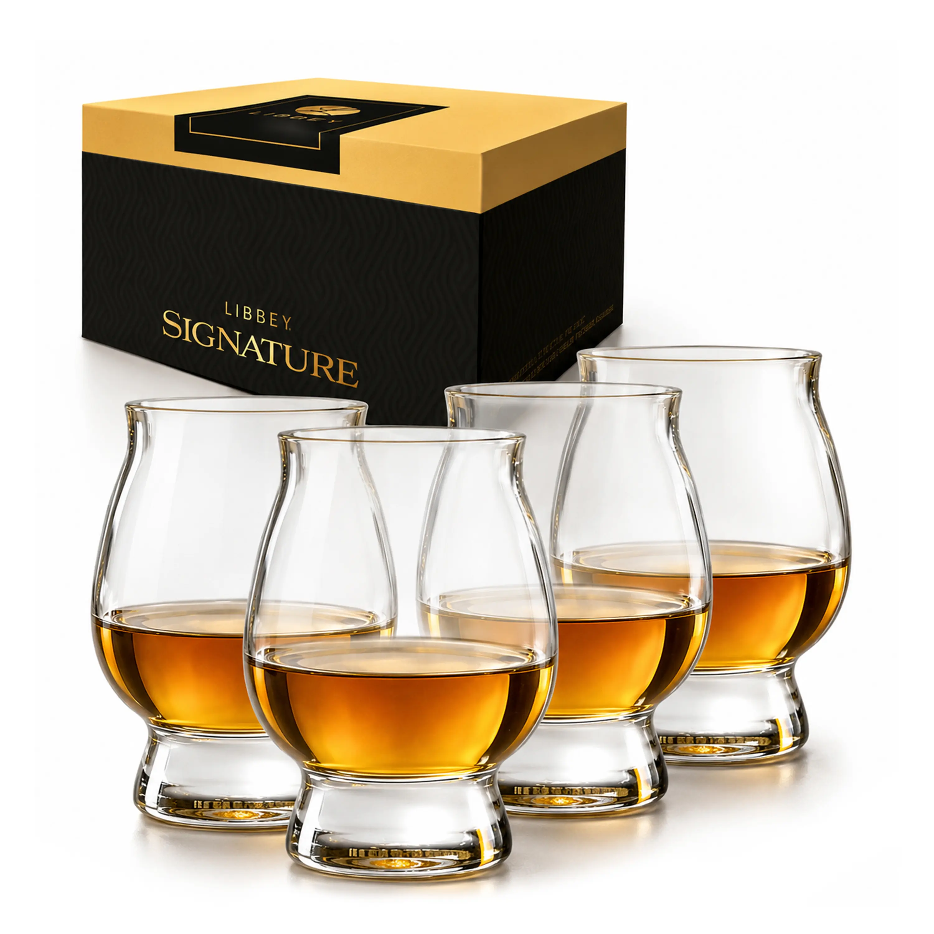 Libbey Signature Kentucky Bourbon Trail Whiskey Tasting Glasses, 8-Ounce, Set of 4, Made in USA, Laser Etched Logo, Stackable, Dishwasher Safe, Gift Box
