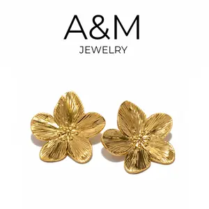 A&M Nugget Style Gold-Plated Stainless Steel Earrings-Black Friday,christmas gift ideal,holiday jewelry,new style elegant jewelry,Gold Plated,Chunky funky unique accessory dangle,huggie hoop Women's thoughtful gift