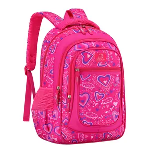 Vineyard Backpack - Pink Design with Heart Pattern, Adjustable Strap, and Multiple Compartments