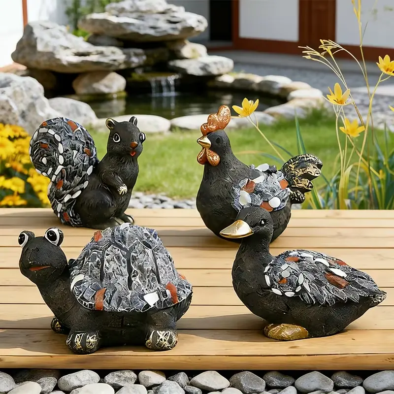 Adorable 4-Piece Mosaic Garden Animals | Aesthetic Outdoor Yard Decor