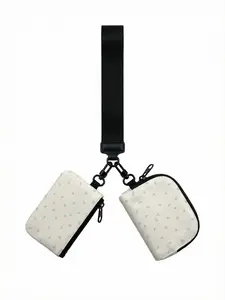 1pc Blue & White Background 2D Print 2-Piece Zip Wristlet Bag Set, Lightweight | For Students & Office Ladies, Stylish & Practical Daily Carry