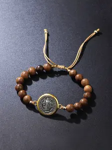 The Saint Benedict bracelet, Beaded bracelet, Adjustable bracelets, has adjustable drawstring and bead design, making it a couple's woven bracelet. It is suitable for daily wear, vacation dates, and is also a small gift, Religious Jewelry Gift