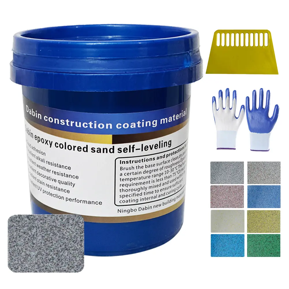 New Upgrade 3-Gal Ultra-Large Capacity Epoxy Colored Sand Floor Paint - Waterproof, High-Gloss Marble Effect, Self-Leveling, Ultra-Durable for Garages, Basements, Customization Acceptable Building Supplies Flooring Solution