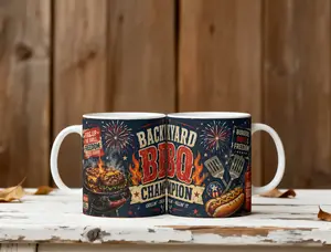 12oz Memorial Day Coffee Mug | Patriotic BBQ & Freedom Sublimated Ceramic Mug | USA Cookout Gift Cup | Young Boss Billionaires