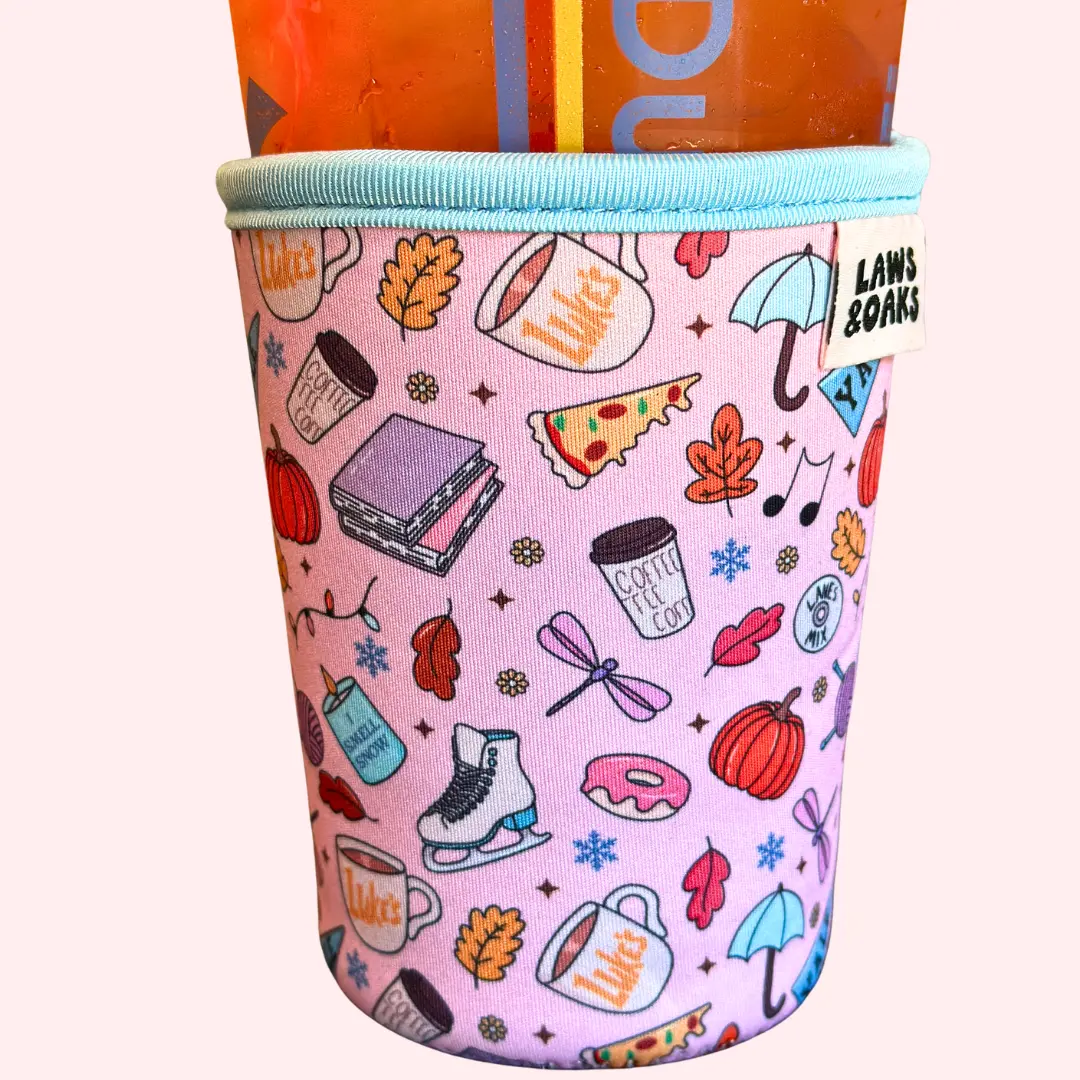 Meet Me in Stars Hollow Drink Sleeve: Reusable 16-32oz Coffee Sleeve, Slim 12oz Energy Drink Sleeve, Koozie