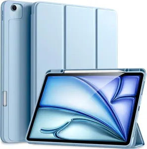 Compatible for iPad Air 13 Inch Case (M3/M2) 2025/2024 with Pencil Holder, Trifold Stand Protective Cover/Soft TPU  for iPad Air 13 Case, Supports Touch ID, Auto Wake/Sleep, Sky Blue
