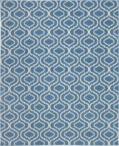 HomeRoots 527699 8 x 10 ft. Moroccan Power Loom Area Rug, Blue & Ivory