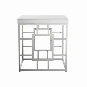Geometric Square End Chrome End Table in Chrome
