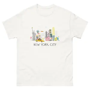 New York City Shirt – NYC Skyline Landmarks Graphic Tee, Tourist Souvenir Gift Shirt