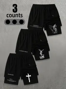 Men's Letter Print Boxer Briefs, Casual Comfy Breathable Boxer Briefs, Men's Underwear for Summer, Boxer Briefs Set