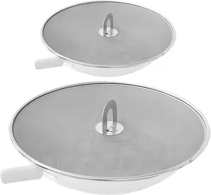 2Pcs Large 13” and Small 10” Shield Splatter Screen for Frying Pan, Grease Splatter Guard Stainless Steel Shield Suitable for Most Types of Frying Pans