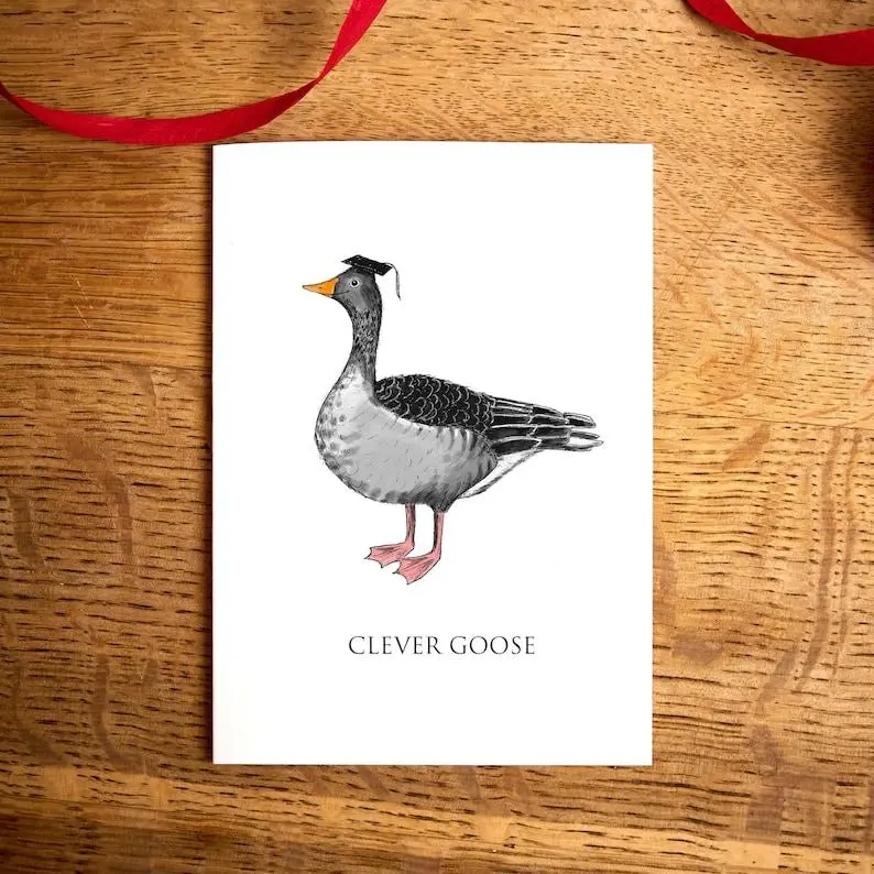Funny Graduation Card for Student, Sarcastic Animal Congrats Card for Graduate | Blank Inside, 5x7 Inch Individual Greeting Card with Envelope