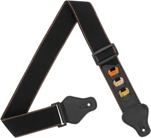 Guitar Strap,  Soft Cotton Guitar Straps With 3 Pick Holders For Bass, Electric & Acoustic Guitar