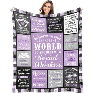 Social Worker Gifts for Women Men, Social Worker Appreciation Gifts, Unique Office Decor for Women, Birthday Ideal for Social Work Month & School Social Workers Throw Blanket 60"*50"