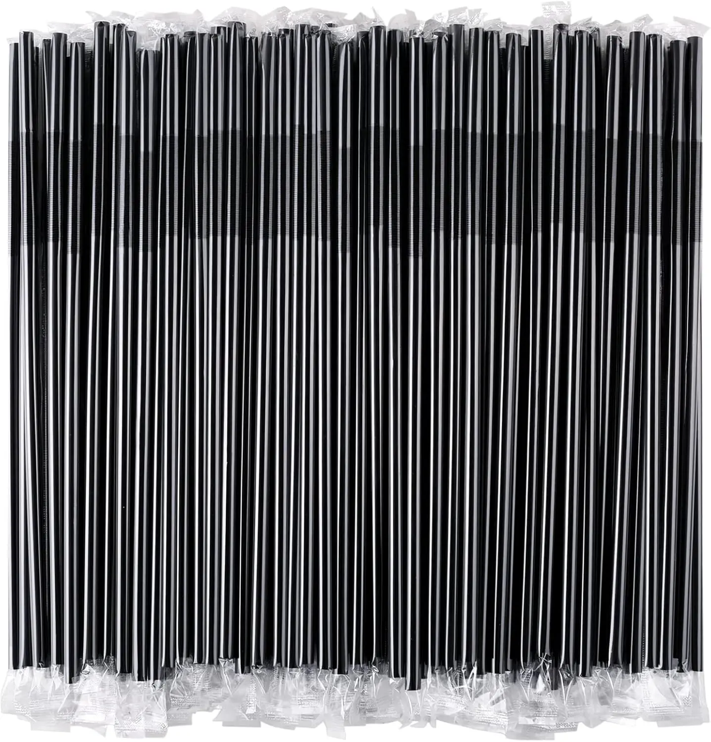 [Individually Wrapped] 100 count Black Flexible Plastic Straws, Disposable Bendy Straws, 10.2" Long and 0.23'' Diameter,