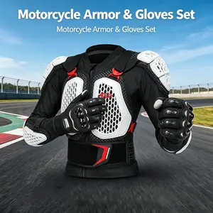 Herobiker Motorcycle Protective Gear Set - Full Body Armor Jacket & Touchscreen Gloves for Motocross, Racing, Off-Road