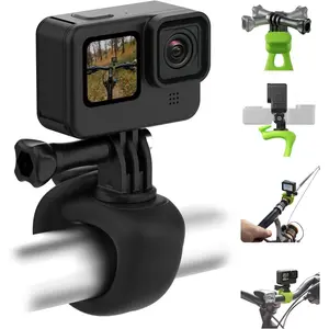 Camera 360 Strap Mount Flexible Wrap Band Bike Motorcycle Handlebar Tube Roll Bar Stick Pole Ski Pole Mount for DJI Osmo Pocket 4, DJI Action/Osmo 360/Osmo Nano,Go Pro Hero,Akaso,Insta360