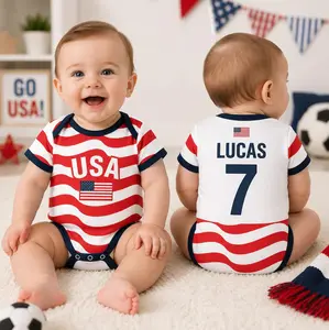 Custom USA Soccer Baby Bodysuit – Personalized Name Number Fan Onesie