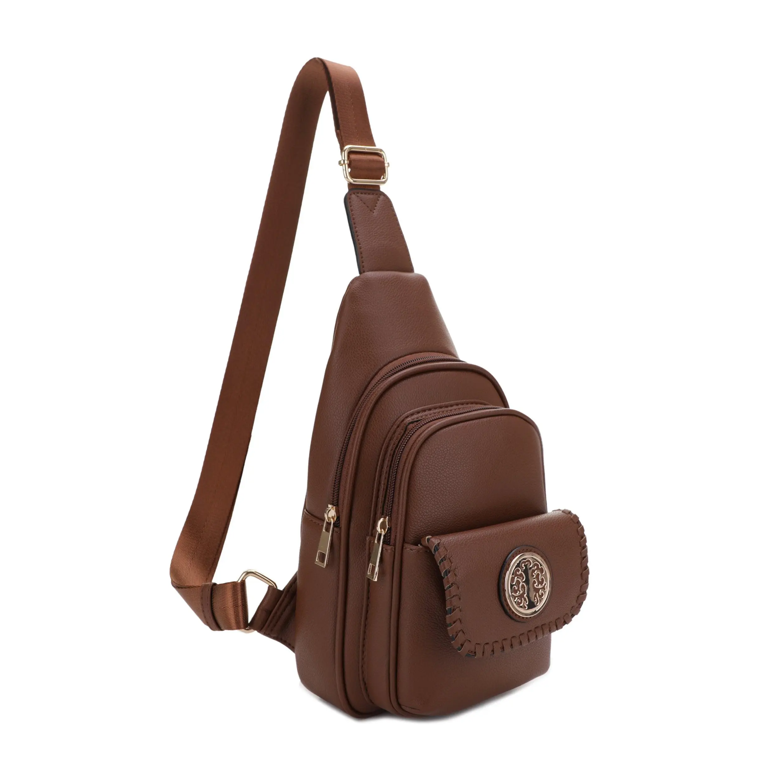 Eva Vegan Leather Triple Compartment Crossbody Sling Bag