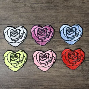 Rose Patch, Flower Patches, Heart Applique, Jean Jacket Patches, Embroidered Iron On Patch, Embroidery Patch, Patches for Hats