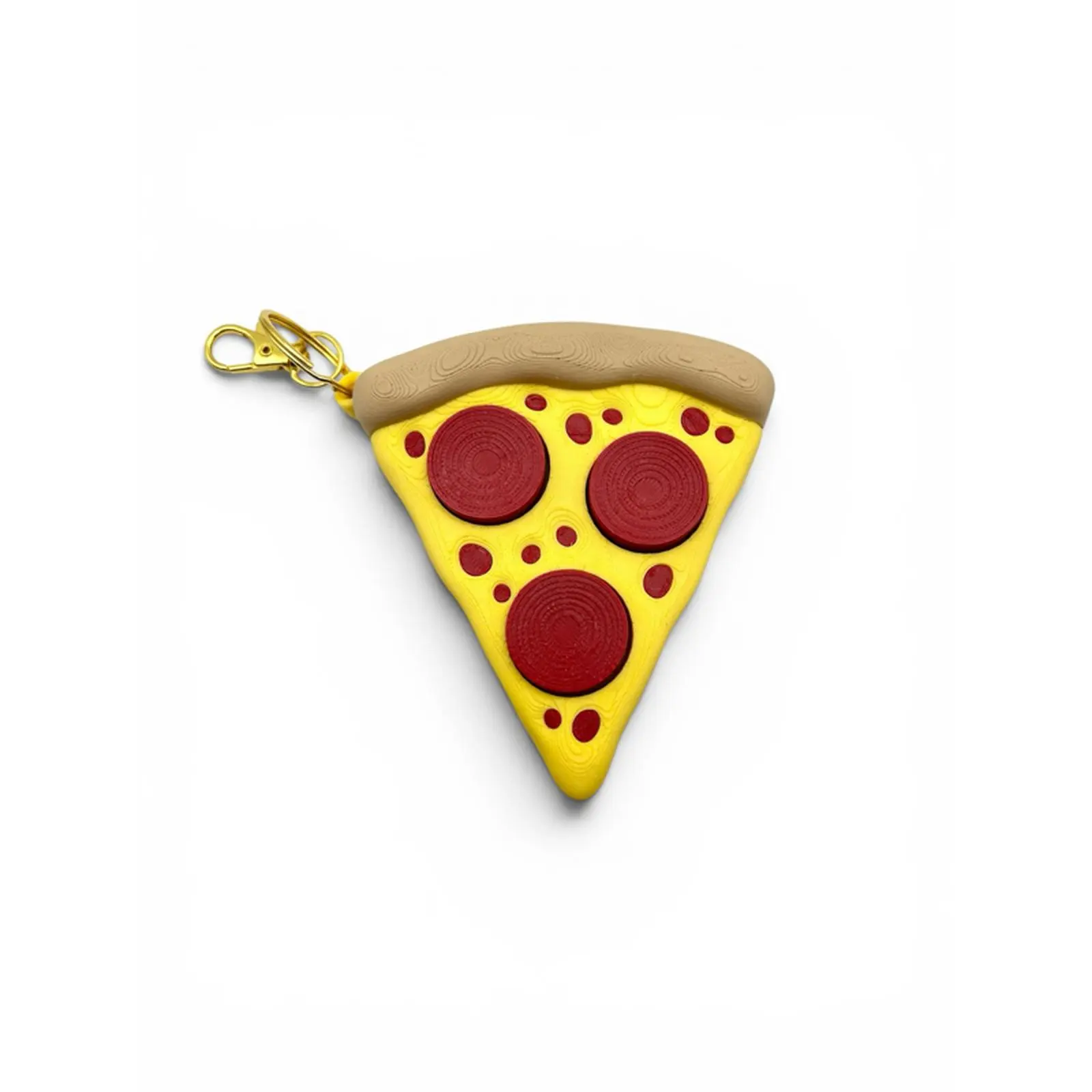 Stress Relief Pizza Slice Fidget Clicker Toy with 3 Clickable Pepperonis, Keychain, and Bag Clip