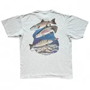 Vintage 90s Trout Fresh Water Lightning Angler Fly Fishing T Shirt USA Artwear, Graphic tees, Streetwear, Men gifts, Short sleeve, cotton, Top, Menswear