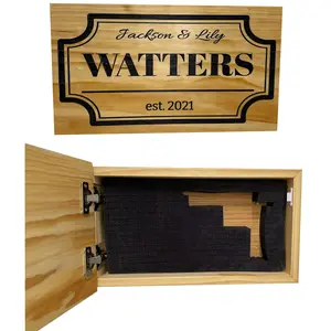 Personalized Hidden Storage Shelf with Magnetic Lock, Customizable Foam Insert, Customizable Design, Family Name Established Date Organiser Boxes