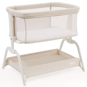 HARPPA Baby Bassinet 2-in-1 Cuddly Lite &Bedside Sleeper, storage Bassinet for Baby with Wheels & Storage Basket, Portable Crib, Breathable Mesh and Mattress, Height Adjustable