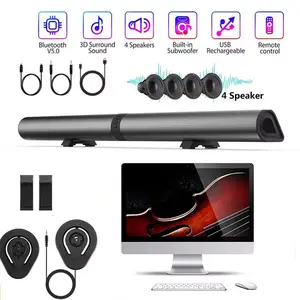 Soundbar, Cinema Soundbar, Hifi Wireless Bluetooth Speaker, Home Theater, Tv, Computer, Echo Wall, Wall-Mounted Stereo Surround Sound, Fm Radio, Remote Control, Speaker Stand